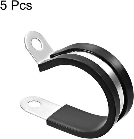 uxcell 1/4"(6mm) Cable Clamp 304 Stainless Steel Rubber Cushioned Insulated Clamp R Shape Metal Clamp 5Pcs in Saudi Arabia