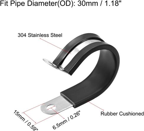 uxcell 1/4"(6mm) Cable Clamp 304 Stainless Steel Rubber Cushioned Insulated Clamp R Shape Metal Clamp 5Pcs in Saudi Arabia