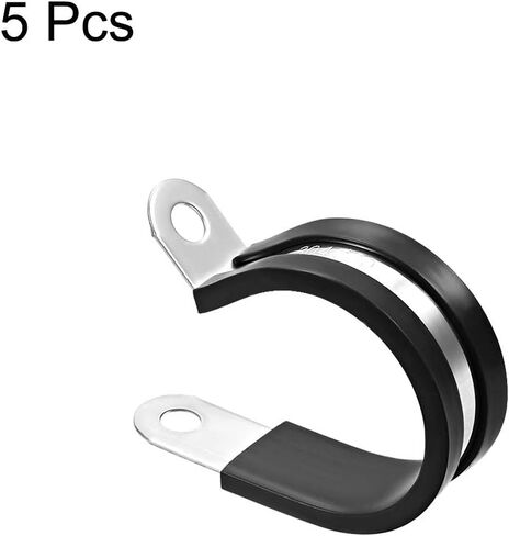 uxcell 1/4"(6mm) Cable Clamp 304 Stainless Steel Rubber Cushioned Insulated Clamp R Shape Metal Clamp 5Pcs in Saudi Arabia