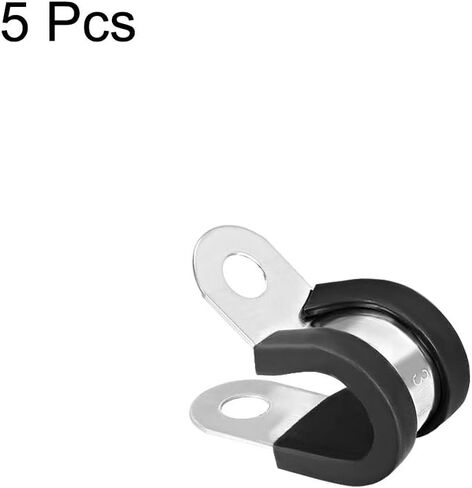 uxcell 1/4"(6mm) Cable Clamp 304 Stainless Steel Rubber Cushioned Insulated Clamp R Shape Metal Clamp 5Pcs in Kuwait