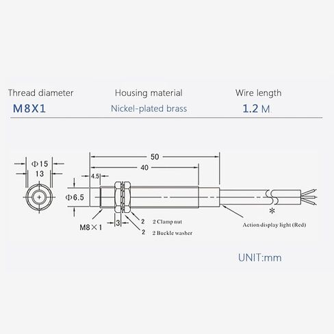 5Pcs LJ8A3-2-Z/BY Inductive Proximity Sensor Switch NO Normally Open PNP DC6V-36V M8 3 Wire Detector 2mm in Saudi Arabia