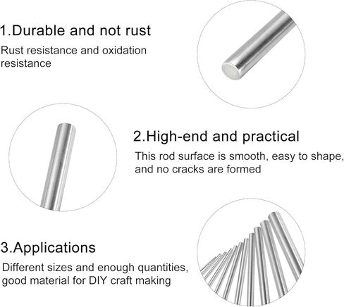 MECCANIXITY 304 قضبان مستديرة من الفولاذ المقاوم للصدأ، 3 مم × 400 مم قضبان عمود صلب لطائرة هليكوبتر طراز السيارة اليدوية، حزمة من 4 قطع in Kuwait