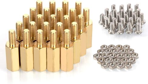 MMOBIEL 24 Pieces M2.5 (11mm Body + 6mm Screw) Hex Brass Standoff Cylinders + Screws + Nuts for Raspberry Pi Series Minicomputer Electronic Circuit Boards Incl (+) Screwdriver in Saudi Arabia