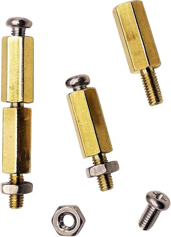 MMOBIEL 24 Pieces M2.5 (11mm Body + 6mm Screw) Hex Brass Standoff Cylinders + Screws + Nuts for Raspberry Pi Series Minicomputer Electronic Circuit Boards Incl (+) Screwdriver in Saudi Arabia