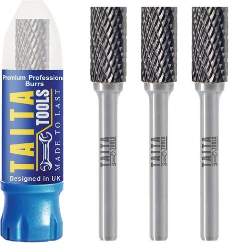 SA-3 Cylindrical Double-Cut Carbide Burr, 1/4 in Shank, 3 Pack | Cylindrical tungsten burr with double-cut flutes for DeWalt, Milwaukee, Makita Die Grinder shaping, deburring, grinding. in Saudi Arabia