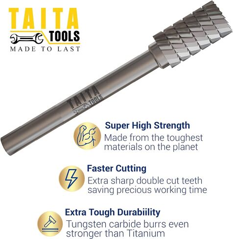 SA-3 Cylindrical Double-Cut Carbide Burr, 1/4 in Shank, 3 Pack | Cylindrical tungsten burr with double-cut flutes for DeWalt, Milwaukee, Makita Die Grinder shaping, deburring, grinding. in Saudi Arabia