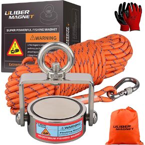 مجموعة مغناطيس الصيد القوية من ULIBERMAGNET، مغناطيس نيوديميوم قابل للدوران، مغناطيس صيد مزدوج الجانب مع حبل، قوة سحب مجتمعة 1200 رطل للإنقاذ والاسترجاع والرفع في النهر والشاطئ والعشب in Kuwait