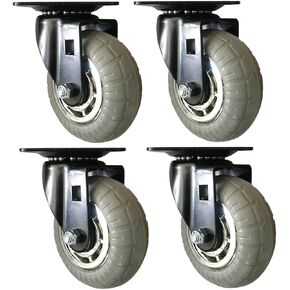 8268E Designer Casters 3 inch Soft Rubber Chrome & Black Designer Caster, 4 Pack