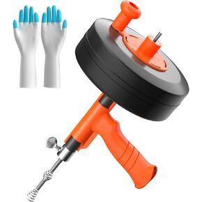 أوجير الصرف، ثعبان السباكة مع محول الحفر، 50 قدمًا من الصلب المرن للخدمة الشاقة، ثعبان فك القفل، يدوي أو مدعوم بقفازات العمل وحقيبة التخزين - لا يتم التغذية التلقائية والظهر in Kuwait