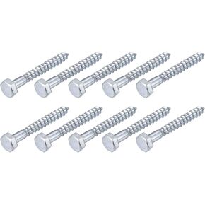 METALLIXITY Hex Lag Screws (M10x100mm)10Pcs, Carbon Steel Self-Tapping Wood Bolts - for Household Applications