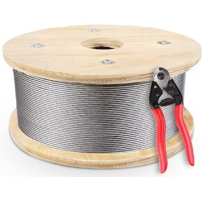 VEPURLT 1/8" T316 Stainless Steel Cable, Stainless Steel Wire Rope 1000FT, Aircraft Cable 1 x 19 Strands Contruction for Cable Deck Railing, Fence and DIY Balustrade in Kuwait