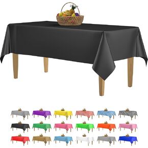 14 Pack Black 54 x 108 in. Rectangle Disposable Plastic Tablecloths - Smooth Decorative Covers for Parties, Weddings in Saudi Arabia