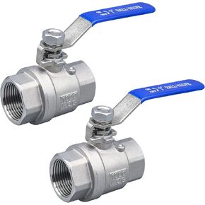 1/2 Inch Ball Valve, Premium 304 Stainless Steel Full Port Forged NPT Ball Valve for Water Oil and Gas with Long Handle Shut Off Switch, 1000 WOG (2, FNPT x FNPT 1/2") in Saudi Arabia