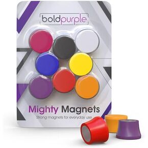 Extra Strong Magnets for Whiteboard, Glassboard and Fridge (Purple, 8 Pack, Small). N52 Neodymium Rare Earth Heavy Duty Magnets for Home and Office Supplies.