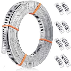 مشبك خرطوم قابل للتعديل، حزام مشبك دودي من الستانلس ستيل 304 مع 8 مثبتات، مشبك خرطوم قابل للقص ليناسب الانبوب، مشبك انبوب الهواء، مشابك خرطوم محرك دودة، 11.5 قدم in Kuwait