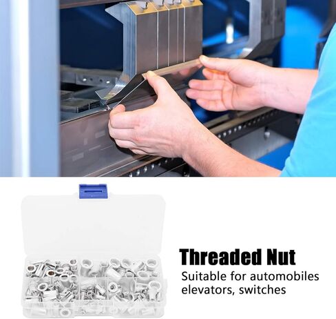 100 قطعة من صواميل التثبيت الملولبة، 6-32 8-32 10-24 10-32 1/4-20 UNC صواميل رأس مسطحة مناسبة للوحة المعدنية، مجموعة متنوعة من صواميل البرشام المطلية بالزنك الألومنيوم in Kuwait