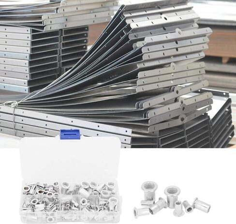 100 قطعة من صواميل التثبيت الملولبة، 6-32 8-32 10-24 10-32 1/4-20 UNC صواميل رأس مسطحة مناسبة للوحة المعدنية، مجموعة متنوعة من صواميل البرشام المطلية بالزنك الألومنيوم in Kuwait