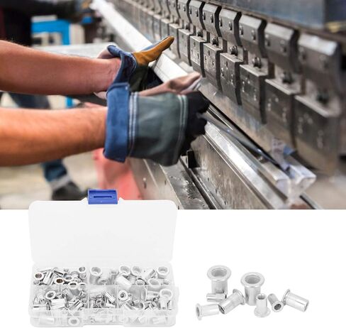 100 قطعة من صواميل التثبيت الملولبة، 6-32 8-32 10-24 10-32 1/4-20 UNC صواميل رأس مسطحة مناسبة للوحة المعدنية، مجموعة متنوعة من صواميل البرشام المطلية بالزنك الألومنيوم in Kuwait