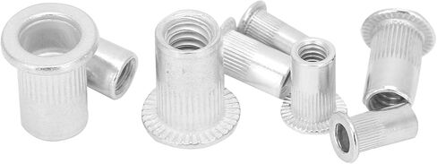 100 قطعة من صواميل التثبيت الملولبة، 6-32 8-32 10-24 10-32 1/4-20 UNC صواميل رأس مسطحة مناسبة للوحة المعدنية، مجموعة متنوعة من صواميل البرشام المطلية بالزنك الألومنيوم in Kuwait