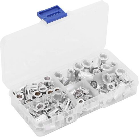 100 قطعة من صواميل التثبيت الملولبة، 6-32 8-32 10-24 10-32 1/4-20 UNC صواميل رأس مسطحة مناسبة للوحة المعدنية، مجموعة متنوعة من صواميل البرشام المطلية بالزنك الألومنيوم in Kuwait