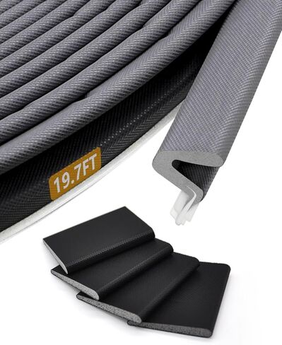40 Feet Door Weather Stripping, Kerf Door Seal Strip, V-Shaped Foam Exterior Door Frame Weather Stripping for Doors and Windows, Card Slot Installation, Easy Cut to Size, Grey in Saudi Arabia