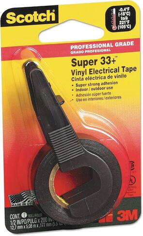 شريط كهربائي من الفينيل MMM194NA Super 33+ من EAR مع موزع، طول 200 بوصة × عرض 1/2 بوصة، أسود in Kuwait