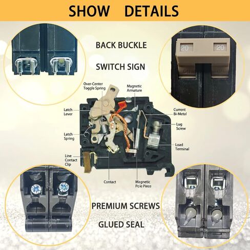 قاطع دائرة CH220 ثنائي القطب 20 أمبير، قاطع دائرة مصبوب من النوع CH 3/4 بوصة، حماية مغناطيسية حرارية، 10 KAIC، 120/240 فولت، مناسب لمراكز تحميل مطرقة كاتلر (ضمان 5 سنوات) in Kuwait