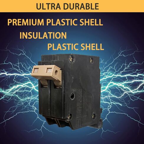 قاطع دائرة CH220 ثنائي القطب 20 أمبير، قاطع دائرة مصبوب من النوع CH 3/4 بوصة، حماية مغناطيسية حرارية، 10 KAIC، 120/240 فولت، مناسب لمراكز تحميل مطرقة كاتلر (ضمان 5 سنوات) in Kuwait