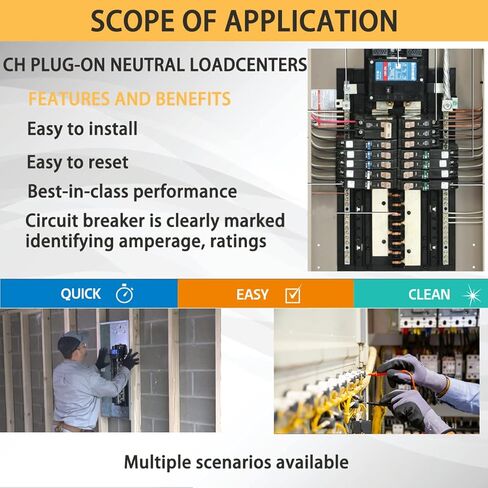 قاطع دائرة CH220 ثنائي القطب 20 أمبير، قاطع دائرة مصبوب من النوع CH 3/4 بوصة، حماية مغناطيسية حرارية، 10 KAIC، 120/240 فولت، مناسب لمراكز تحميل مطرقة كاتلر (ضمان 5 سنوات) in Kuwait