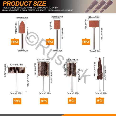 مجموعة من 54 قطعة من قطع حجر الطحن وعجلات الصنفرة من روستارك لأداة دوارة مع ساق 1/8 بوصة، رأس عجلة طحن كاشطة مثبتة على أحجار الطحن، وتلميع اليشم، وإزالة الصدأ in Kuwait