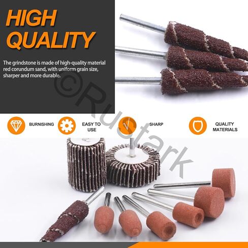 مجموعة من 54 قطعة من قطع حجر الطحن وعجلات الصنفرة من روستارك لأداة دوارة مع ساق 1/8 بوصة، رأس عجلة طحن كاشطة مثبتة على أحجار الطحن، وتلميع اليشم، وإزالة الصدأ in Kuwait