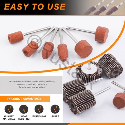 مجموعة من 54 قطعة من قطع حجر الطحن وعجلات الصنفرة من روستارك لأداة دوارة مع ساق 1/8 بوصة، رأس عجلة طحن كاشطة مثبتة على أحجار الطحن، وتلميع اليشم، وإزالة الصدأ in Kuwait