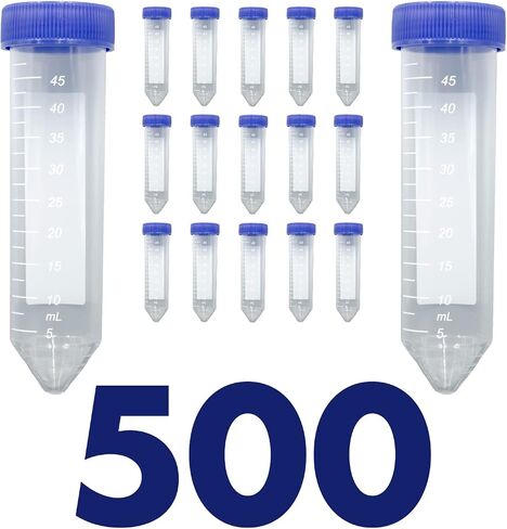 أنابيب الطرد المركزي المخروطية العلمية من كاشي 50 مل، [25 حزمة] أنبوب اختبار بلاستيكي مع أغطية لولبية، أنابيب اختبار معقمة 50 مل مع أغطية، أنابيب فالكون 50 مل مع التخرج المطبوع ونقطة الكتابة in Kuwait