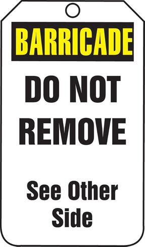 اكوفورم بطاقة لحالة الحاجز من TAB101CTP، ليجند "باريكاد"، 5.75 انش طول × 3.25 انش عرض × 0.000 انش سمك، من بي اف كاردستوك، اصفر/اسود على ابيض (عبوة من 25 قطعة) in Kuwait