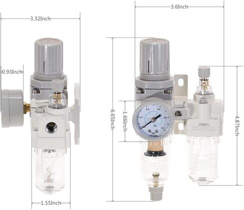ZQIDLI 1/4 Inch NPT Compressed Air Filter Regulator Lubricator Combo Water/Oil Trap Separator Combo(0-1.0) MPa Air Tool Compressor Filter with with EU Connector AC2010-02 in Saudi Arabia