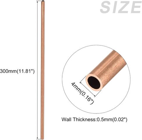 METALLIXITY Copper Tube (4mm OD x 0.5mm Wall T x 300mm L) 2Pcs, Straight Tubing - for Home Furnishing, Machinery, DIY Handicraft in Saudi Arabia