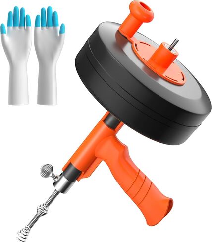 أوجير الصرف، ثعبان السباكة مع محول الحفر، 50 قدمًا من الصلب المرن للخدمة الشاقة، ثعبان فك القفل، يدوي أو مدعوم بقفازات العمل وحقيبة التخزين - لا يتم التغذية التلقائية والظهر in Kuwait