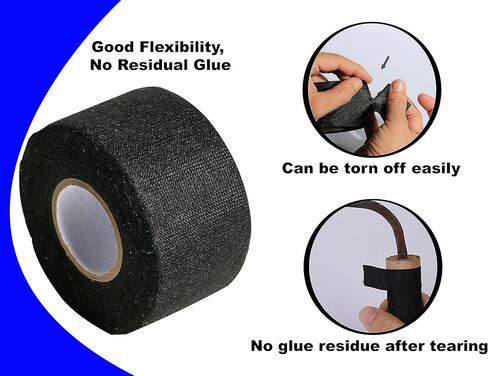 شريط تسخير الأسلاك عالي الحرارة من لاصق X 2Roll - شريط قماشي متين لأسلاك السيارات - الحماية والعزل وتخميد الضوضاء وتثبيت الكابل، 2 بوصة × 50 قدم - مقاومة لدرجات الحرارة العالية in Kuwait