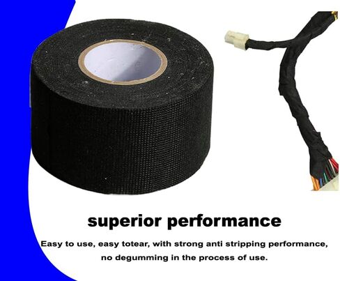 شريط تسخير الأسلاك عالي الحرارة من لاصق X 2Roll - شريط قماشي متين لأسلاك السيارات - الحماية والعزل وتخميد الضوضاء وتثبيت الكابل، 2 بوصة × 50 قدم - مقاومة لدرجات الحرارة العالية in Kuwait