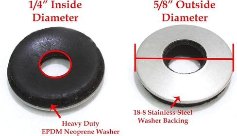 Bolt Dropper #10 x 1/2" OD Stainless steel EPDM Washers - 100 pcs, Neoprene Bonded Sealing Washers - Washer Seals - Rubber Backed Washers - Leak-proof Seal, Withstands Wet Environment - Pack of 100 in Kuwait