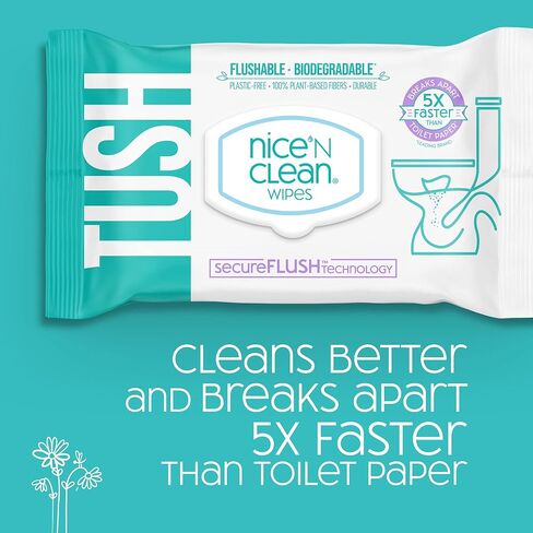 مناديل مبللة للبالغين من نايس آند كلين سيكيورفلوش (42 قطعة - 6 عبوات) | مناديل تواليت رطبة بالصبار المرطب وفيتامين هـ | تركيبة جديدة ومحسنة بنسبة 0% كحول in Kuwait