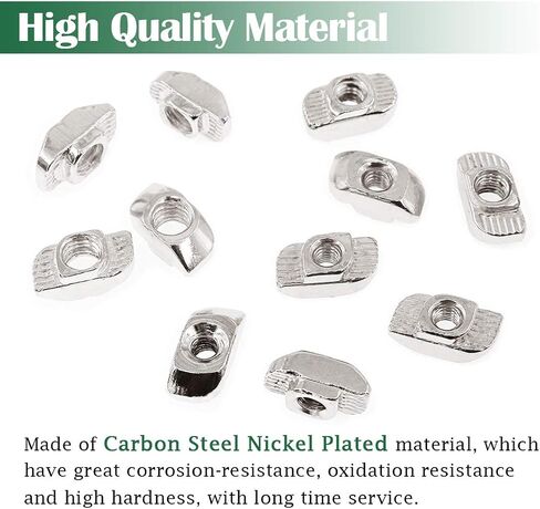 Keadic 120Pcs 3030 Series T Nuts, M4 M5 M6 Hammer Head Fastener Drop in T Slot Nut Assortment Kit with Organizing Box for Aluminum Profile - Carbon Steel Nickel Plated in Saudi Arabia