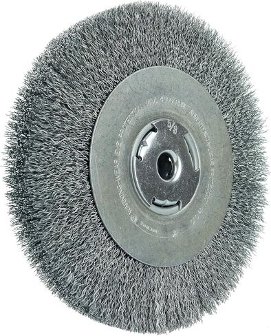 عجلة سلكية مجعدة من Weiler 36206 Wolverine مقاس 8 بوصات، حشو فولاذي 014 بوصة، وجه عريض، فتحة أربور 5/8 بوصة، صنع في الولايات المتحدة الأمريكية in Kuwait
