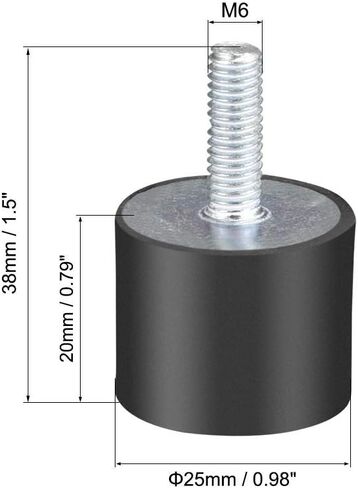 M10 Male Female Rubber Mounts, D50mm x H40mm Thread Shock Absorber with Studs Vibration Isolators in Kuwait