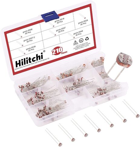 Hilitchi 210Pcs LDR 5mm Light Dependent Resistor LDR Sensor Photoresistor Photoconductive Resistance 5506, 5516, 5528, 5537, 5537-2, 5539, 5549 in Saudi Arabia