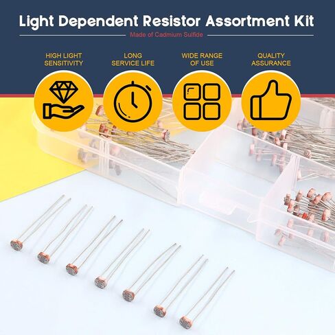 Hilitchi 210Pcs LDR 5mm Light Dependent Resistor LDR Sensor Photoresistor Photoconductive Resistance 5506, 5516, 5528, 5537, 5537-2, 5539, 5549 in Saudi Arabia