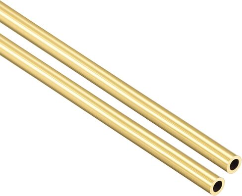 [2 Pcs] Brass Round Tube 300mm Length 2mm OD 0.5mm Wall Thickness, Metal Copper Seamless Straight Pipe Tubing for DIY Draft Hollow Decoration Frame Models Hobby in Kuwait