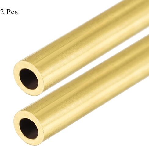 [2 Pcs] Brass Round Tube 300mm Length 2mm OD 0.5mm Wall Thickness, Metal Copper Seamless Straight Pipe Tubing for DIY Draft Hollow Decoration Frame Models Hobby in Kuwait