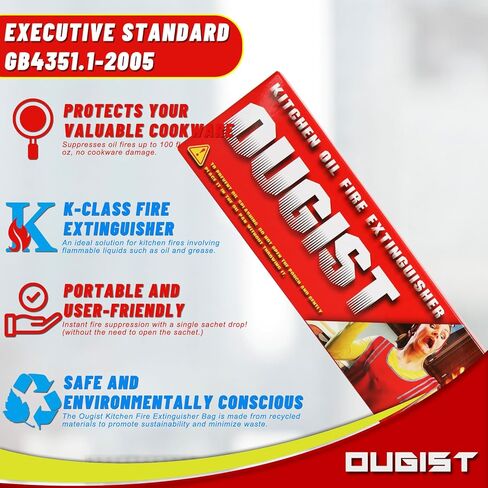 كيس طفاية حريق من أوجيست - طفاية حريق صغيرة مخصصة للمطبخ المنزلي من الفئة K - حجم صغير، 85 مل - حل فعال للسلامة من حريق الشحوم - عبوتان in Kuwait