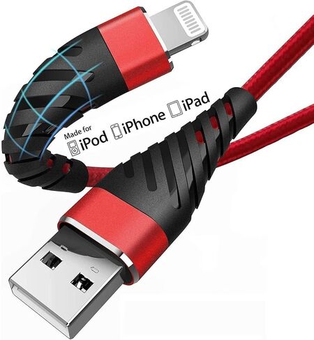 CyvenSmart (2 Pack) Long iPhone Charger 10ft for [MFi Certified], 10 Foot Lightning Cable Fast Charging Cord 10 Feet for iPhone 14/13/12/11/11 Pro/11 Pro Max/XS/XS Max/XR/X/8/8 Plus/7/7 Plus/6 Plus in Kuwait